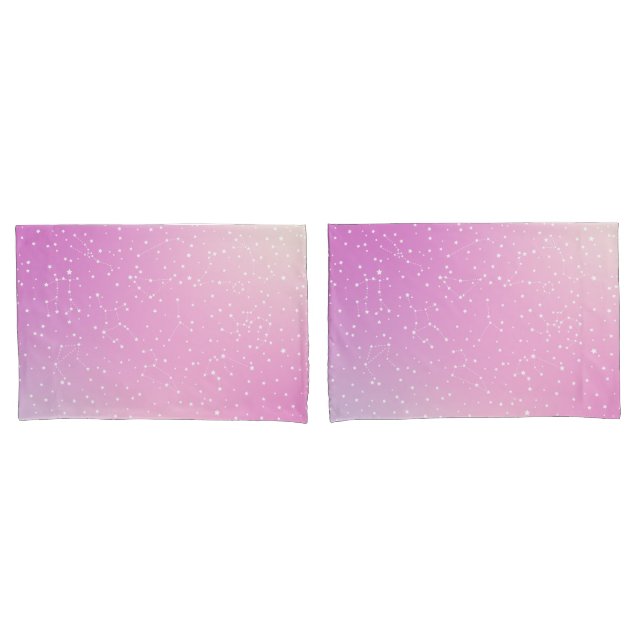 Funda De Cojín Astrología Gradiente rosa Aura Estrellas Constelac (Anverso - Set)