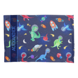 Funda De Cojín Astronautas de dinosaurios con acuarela en el espa