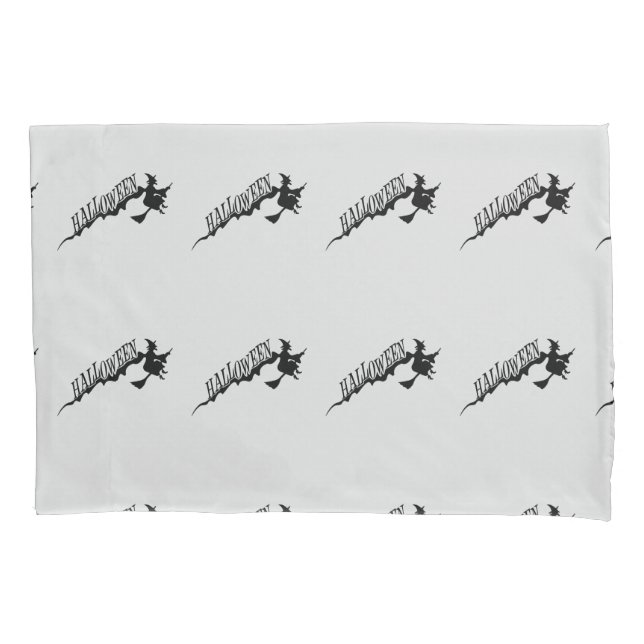 Funda De Cojín Asustada Witch Riding Broom Halloween Thunder_Cove (Anverso)