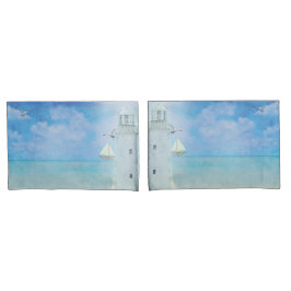 Funda De Cojín Atractivo acuático Faro Oceánico En Barco De Vela