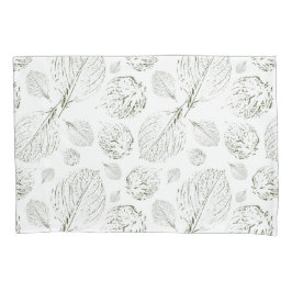 Funda De Cojín Atrás verde más hojas verdes y blancas