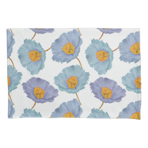 Funda De Cojín Audaz Elegancia de acuarela Floral Blue Poppies