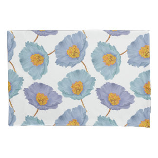 Funda De Cojín Audaz Elegancia de acuarela Floral Blue Poppies