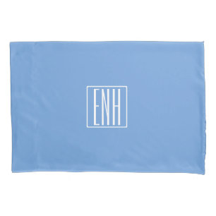 Funda De Cojín Audaz Monograma Moderno 3 Iniciales Azul suave