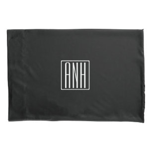 Funda De Cojín Audaz Monograma Moderno 3 Iniciales Blanco sobre