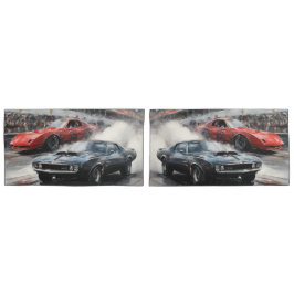 Funda De Cojín Automóviles de Músculo Rojo y Negro