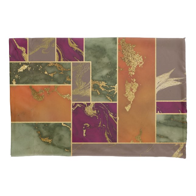 Funda De Cojín Autumn Luxury | Mármol geométrico de tono de joyas (Anverso)