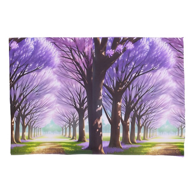 Funda De Cojín **"Avenue of Elegance: Purple Jacaranda Row"** (Anverso)
