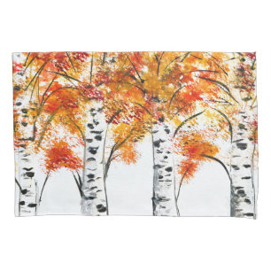 Funda De Cojín Aves acuáticas Árboles otoño hojas naranjas otoño