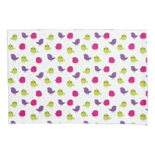 Funda De Cojín Aves alegres y coloridas