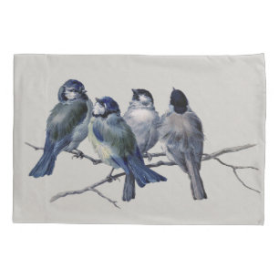 Funda De Cojín Aves de color azul gris en una rama