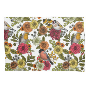 Funda De Cojín Aves de jardín y flores 1