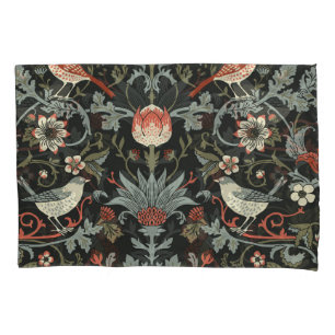 Funda De Cojín Aves florales negras encantadas