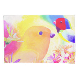 Funda De Cojín Aves juguetonas coloridas