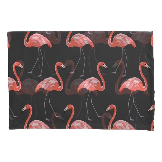 Funda De Cojín Aves tropicales, flamencos rosados, sin costura (Anverso)