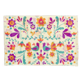 Funda De Cojín Aves Y Flores De México