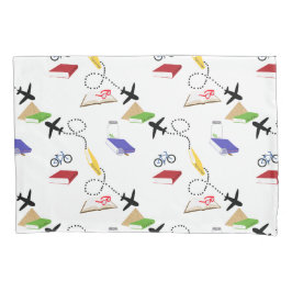 Funda De Cojín Avión Bicicletas Libros Rojo Amarillo Azul Viaje