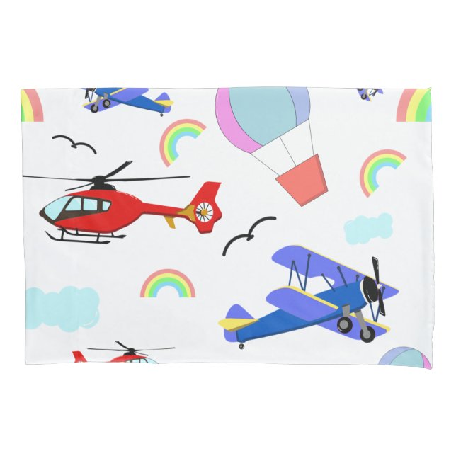 Funda De Cojín Aviones, helicópteros y globos (Anverso)
