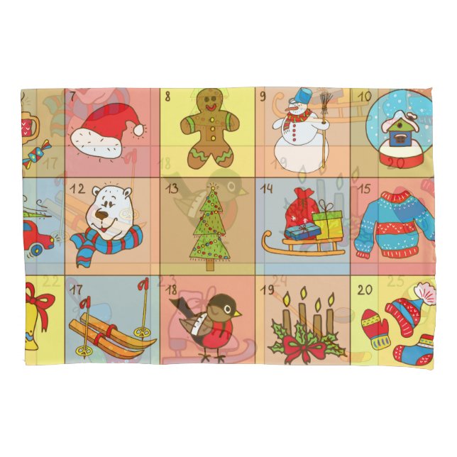 Funda De Cojín Aviso de navidades: Colección de elementos Doodle (Anverso)