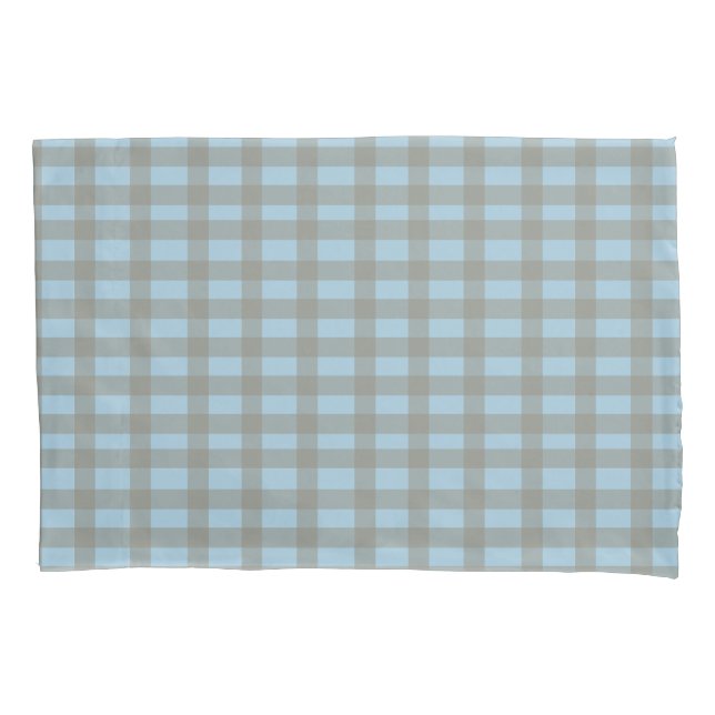 Funda De Cojín Azul a cuadros  (Anverso)