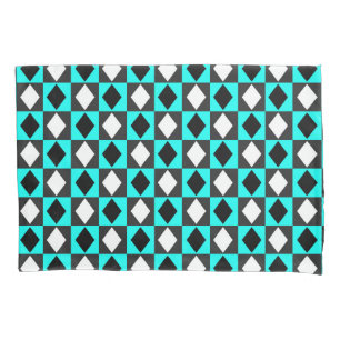 Funda De Cojín Azul blanco geométrico rhombus Diamante