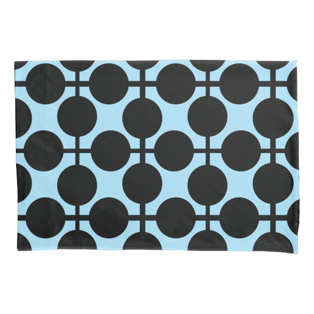 Funda De Cojín Azul claro con geométrico negro (Anverso)