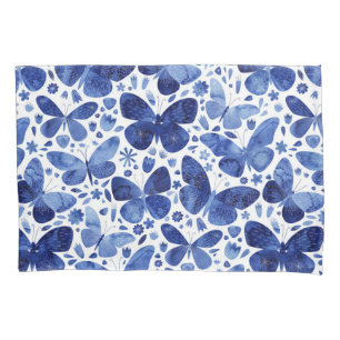Funda De Cojín Azul de agua de mariposas