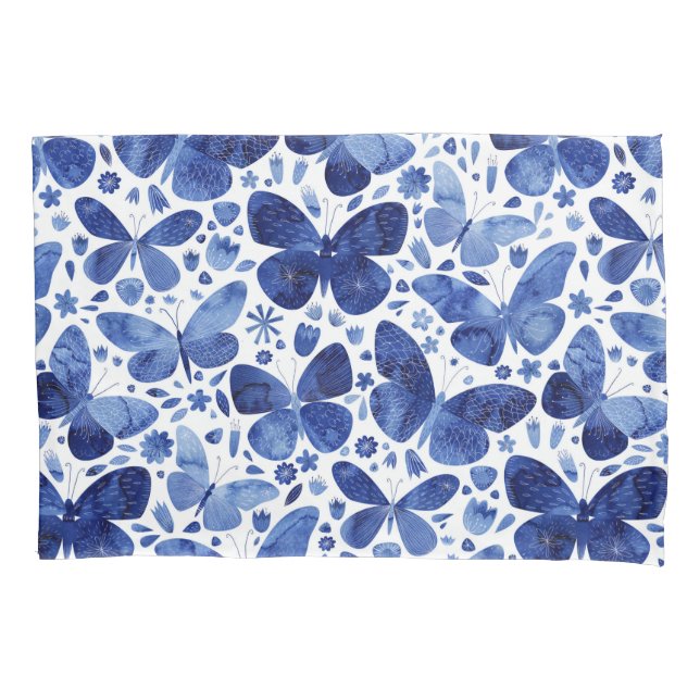 Funda De Cojín Azul de agua de mariposas (Anverso)