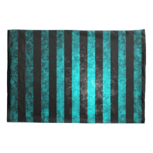 Funda De Cojín Azul del Grunge y modelo góticos de las rayas