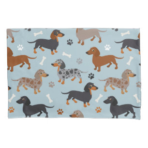 Funda De Cojín Azul del modelo de las patas y de los huesos del