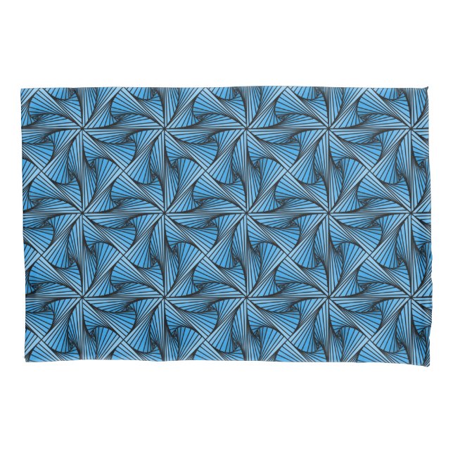 Funda De Cojín Azul geométrico gráfico de giro espiral 3D (Anverso)