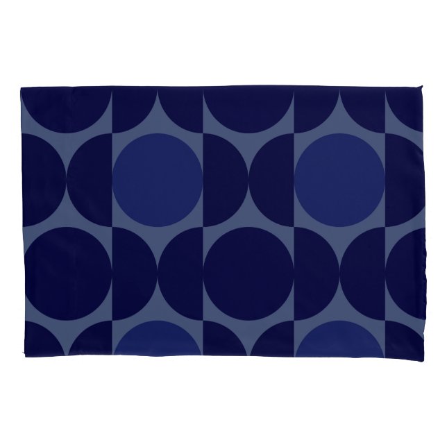 Funda De Cojín Azul Geométrico Retro (Anverso)