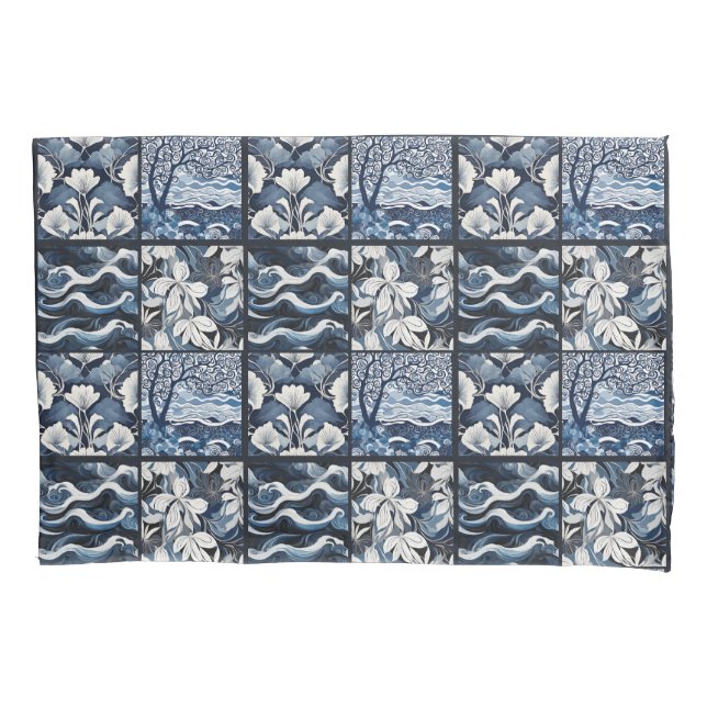 Funda De Cojín Azul marino moderno (Anverso-izquierdo)