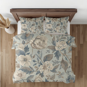 Funda De Cojín Azul marrón beige polvoriento Teal Floral Casa de
