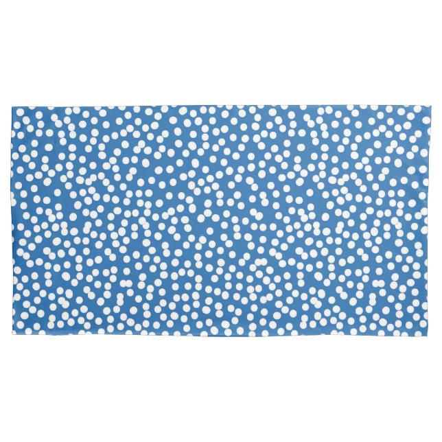 Funda De Cojín Azul nebulosa con puntos de nieve blanca (Anverso)