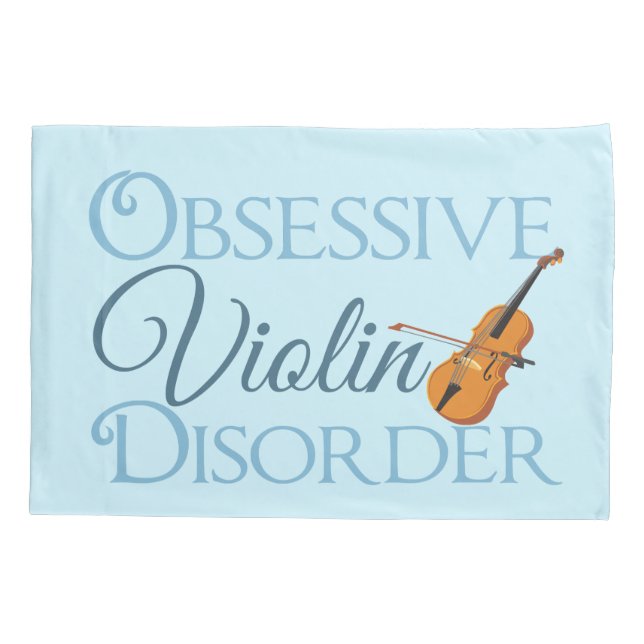 Funda De Cojín Azul obsesionado violín lindo (Reverso)