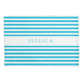 Funda De Cojín Azul Y Blanco Moderno A La Banda