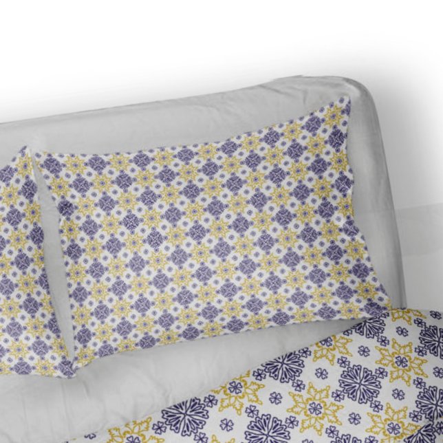 Funda De Cojín Azulejo adorno azulejos azules y amarillos (Subido por el creador)
