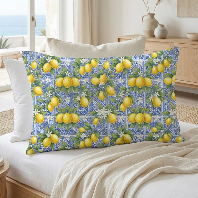 Funda De Cojín Azulejo de Acuarela de Campo Francés Azul Limón (Subido por el creador)