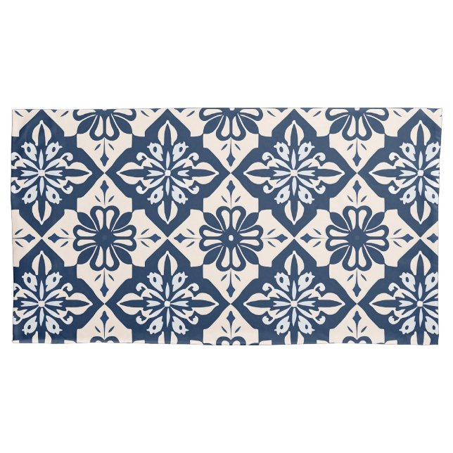 Funda De Cojín Azulejo portugués azul y blanco (Anverso-izquierdo)