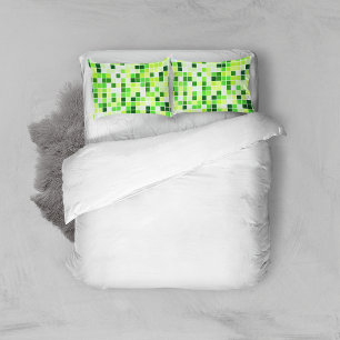 Funda De Cojín Azulejos de Piscina, Baldosas Mosaico Verdes, Patr