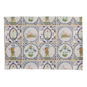 Funda De Cojín Azulejos holandeses vintage Delft del siglo XVII a