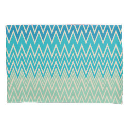 Funda De Cojín Azules verde azulados, turquesa y zigzags verdes