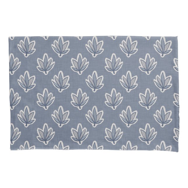 Funda De Cojín Azure Blue Leaf Linen Look (Anverso)
