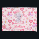 Funda De Cojín Baby Custom Name Cute Elephant Pillowcase<br><div class="desc">Nombre de personalizable bebé funda de almohada con elefante rosa y gris adorable con globos,  corazones,  flores y mariposas,  personalizable cambiando el nombre.</div>