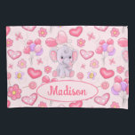Funda De Cojín Baby Custom Name Cute Elephant Pillowcase<br><div class="desc">Nombre de personalizable bebé funda de almohada con elefante rosa y gris adorable con globos,  corazones,  flores y mariposas,  personalizable cambiando el nombre.</div>