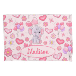 Funda De Cojín Baby Custom Name Cute Elephant Pillowcase