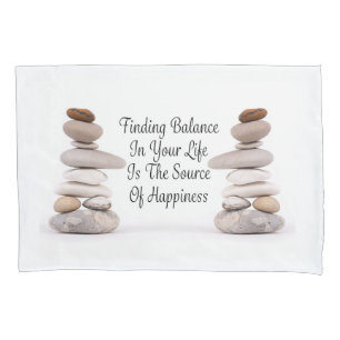 Funda De Cojín Balanza de vida zen piedras slogan lienzo estampad