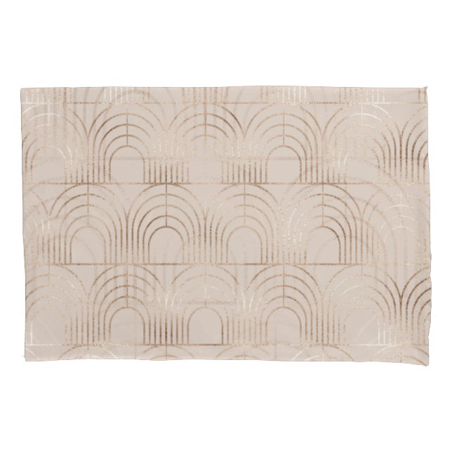 Funda De Cojín Baldosas De Arco Dorado Art Deco. (Anverso)