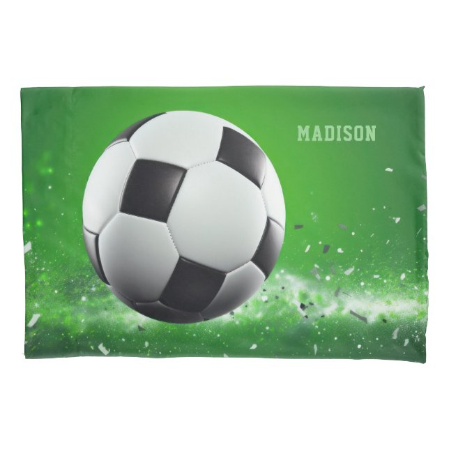 Funda De Cojín Ball de fútbol de nombre personalizado (Anverso)